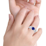 Two Piece Ring Band Bridal Round Simulated Cubic Zirconia 925 Sterling Silver