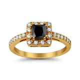 Halo Engagement Ring Princess Cut Simulated CZ 925 Sterling Silver