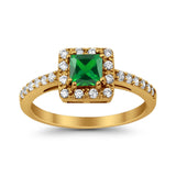 Halo Engagement Ring Princess Cut Simulated CZ 925 Sterling Silver