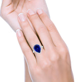 Teardrop Cocktail Engagement Ring Pear Simulated Cubic Zirconia 925 Sterling Silver