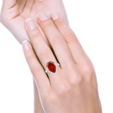 Teardrop Cocktail Engagement Ring Pear Simulated Cubic Zirconia 925 Sterling Silver