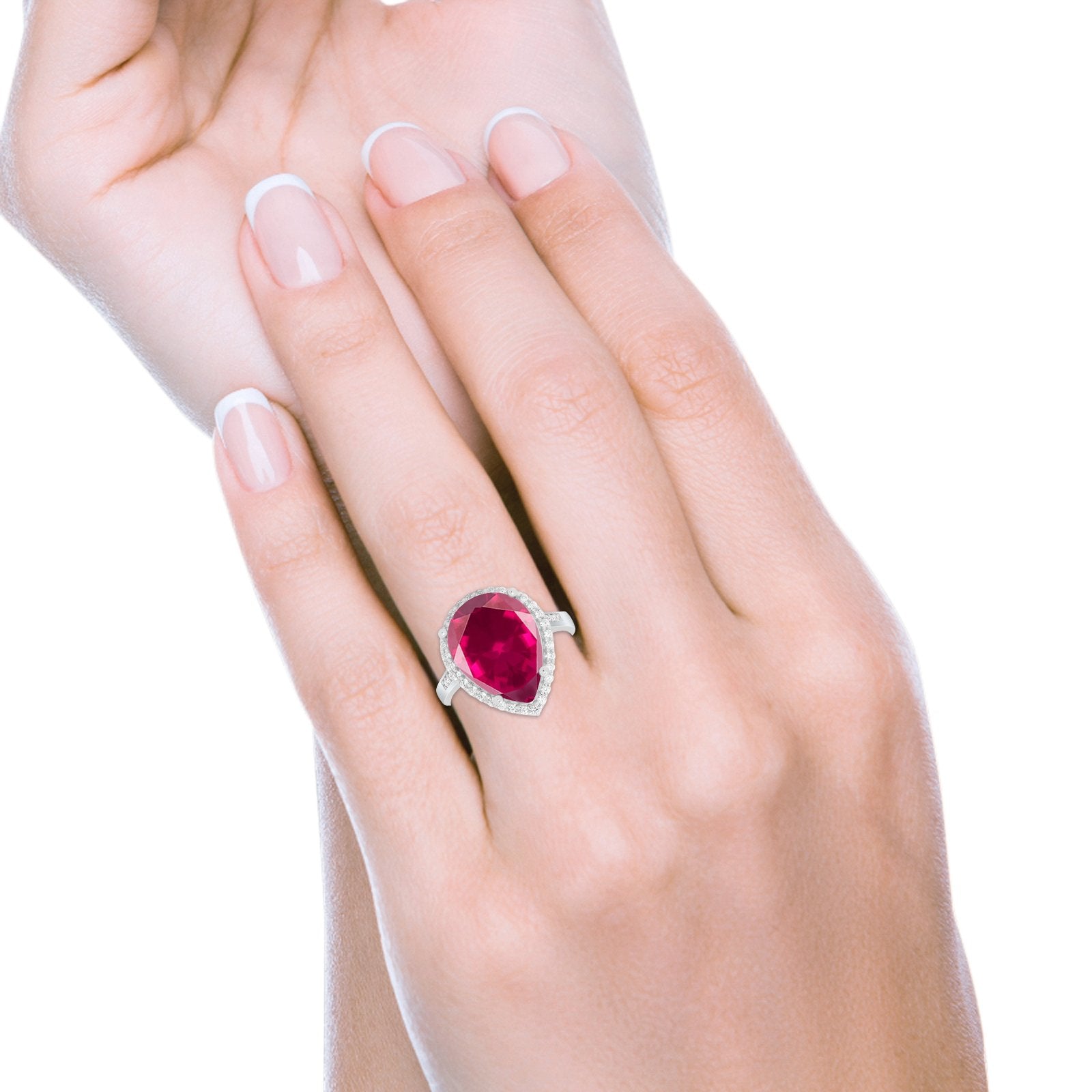 Teardrop Cocktail Engagement Ring Pear Simulated Cubic Zirconia 925 Sterling Silver