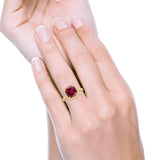 Halo Cushion Cut Engagement Ring Round Simulated Cubic Zirconia 925 Sterling Silver BA1066