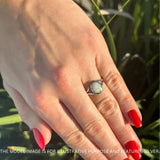 Oval Split Shank Created Opal Oxidized Ring 925 Sterling Silver