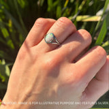 Oval Split Shank Created Opal Oxidized Ring 925 Sterling Silver