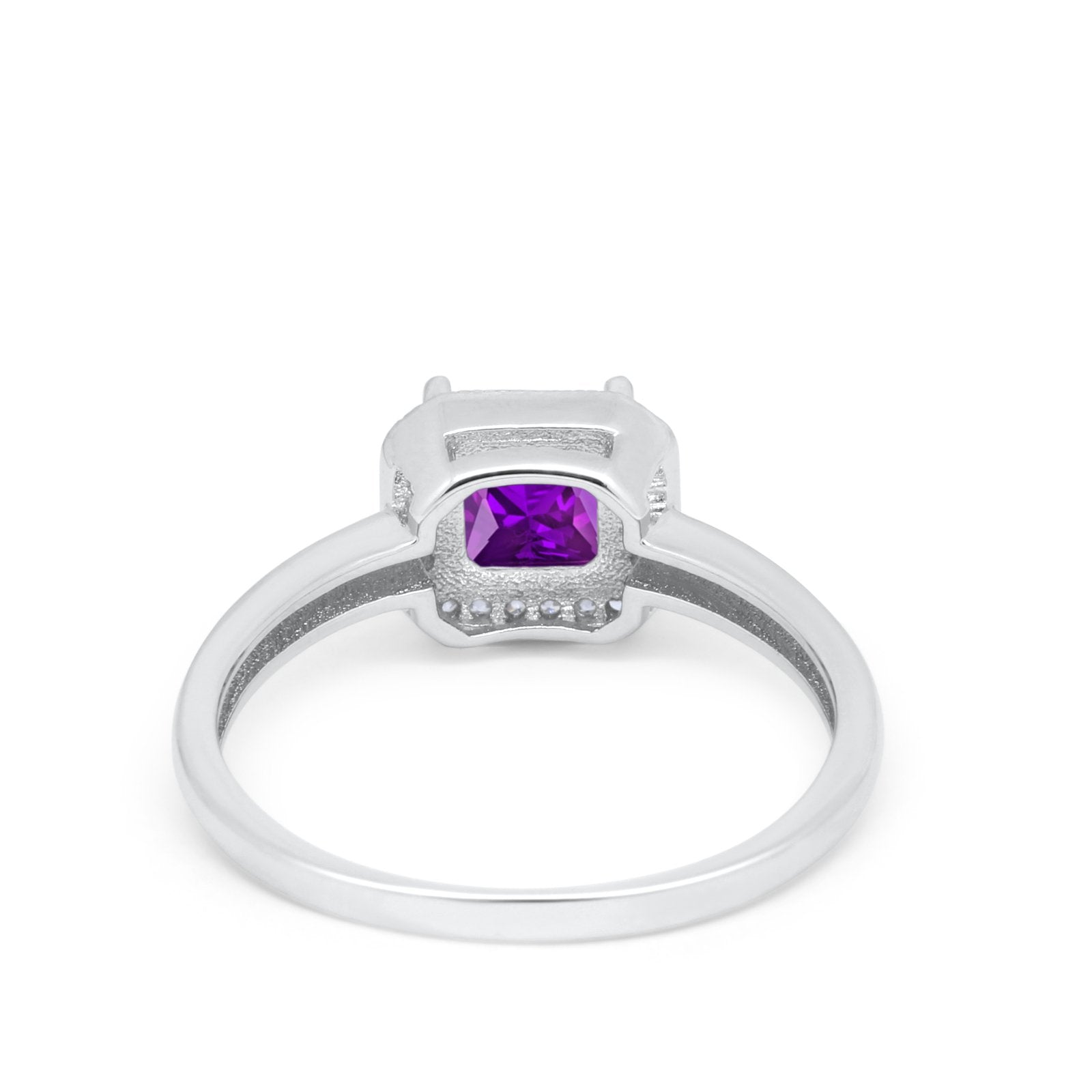 Halo Engagement Ring Simulated Cubic Zirconia 925 Sterling Silver
