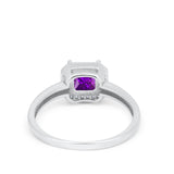 Halo Engagement Ring Simulated Cubic Zirconia 925 Sterling Silver