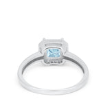 Halo Engagement Ring Simulated Cubic Zirconia 925 Sterling Silver