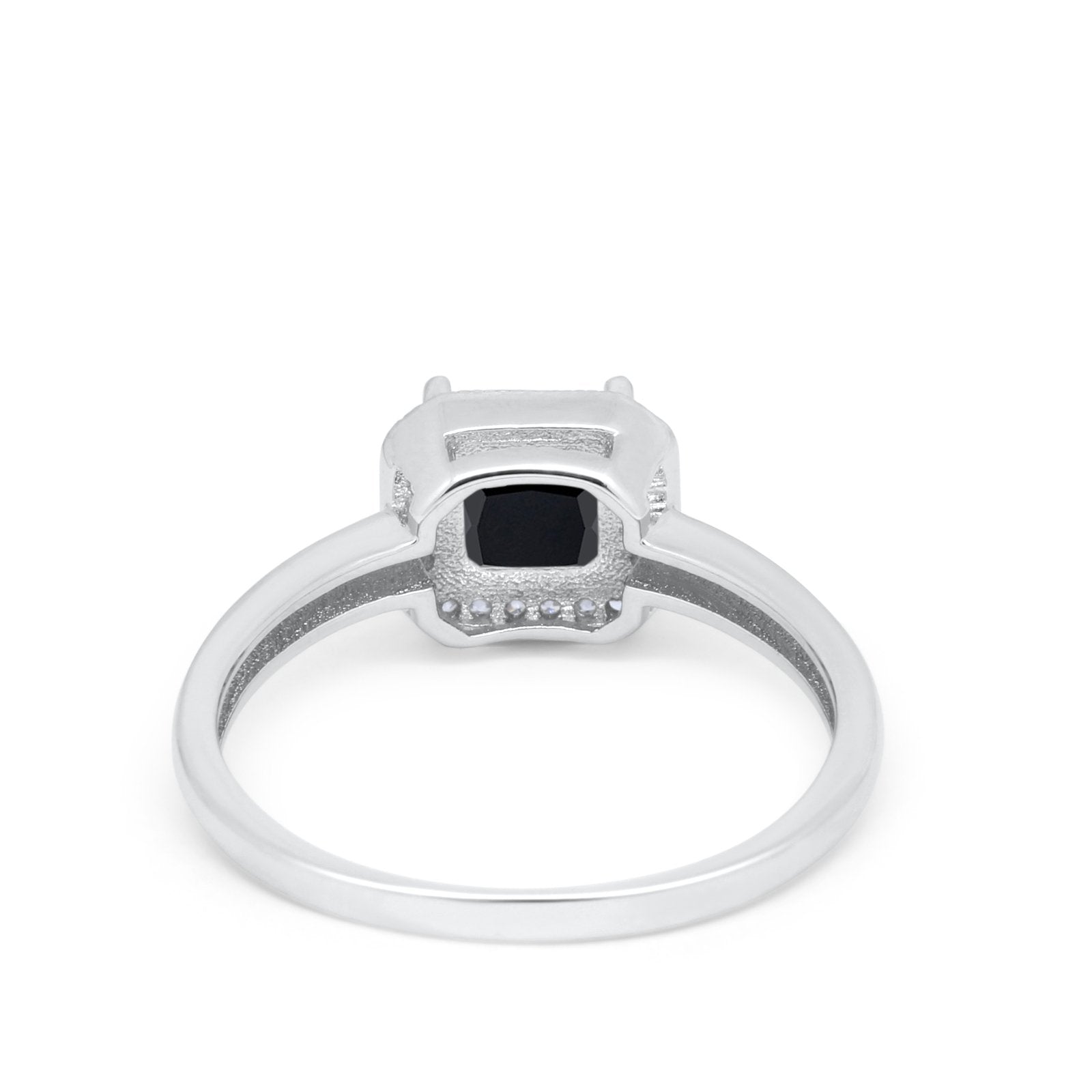 Halo Engagement Ring Simulated Cubic Zirconia 925 Sterling Silver