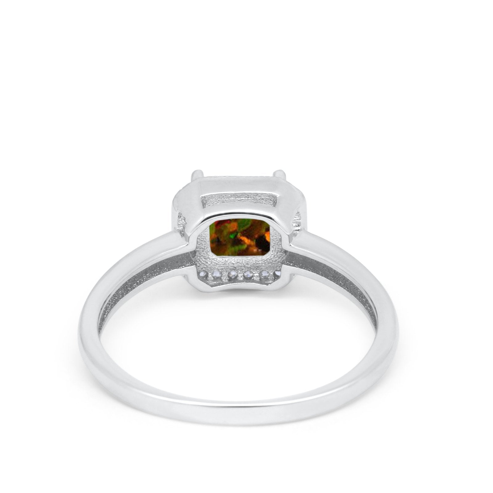 Halo Engagement Ring Simulated Cubic Zirconia 925 Sterling Silver