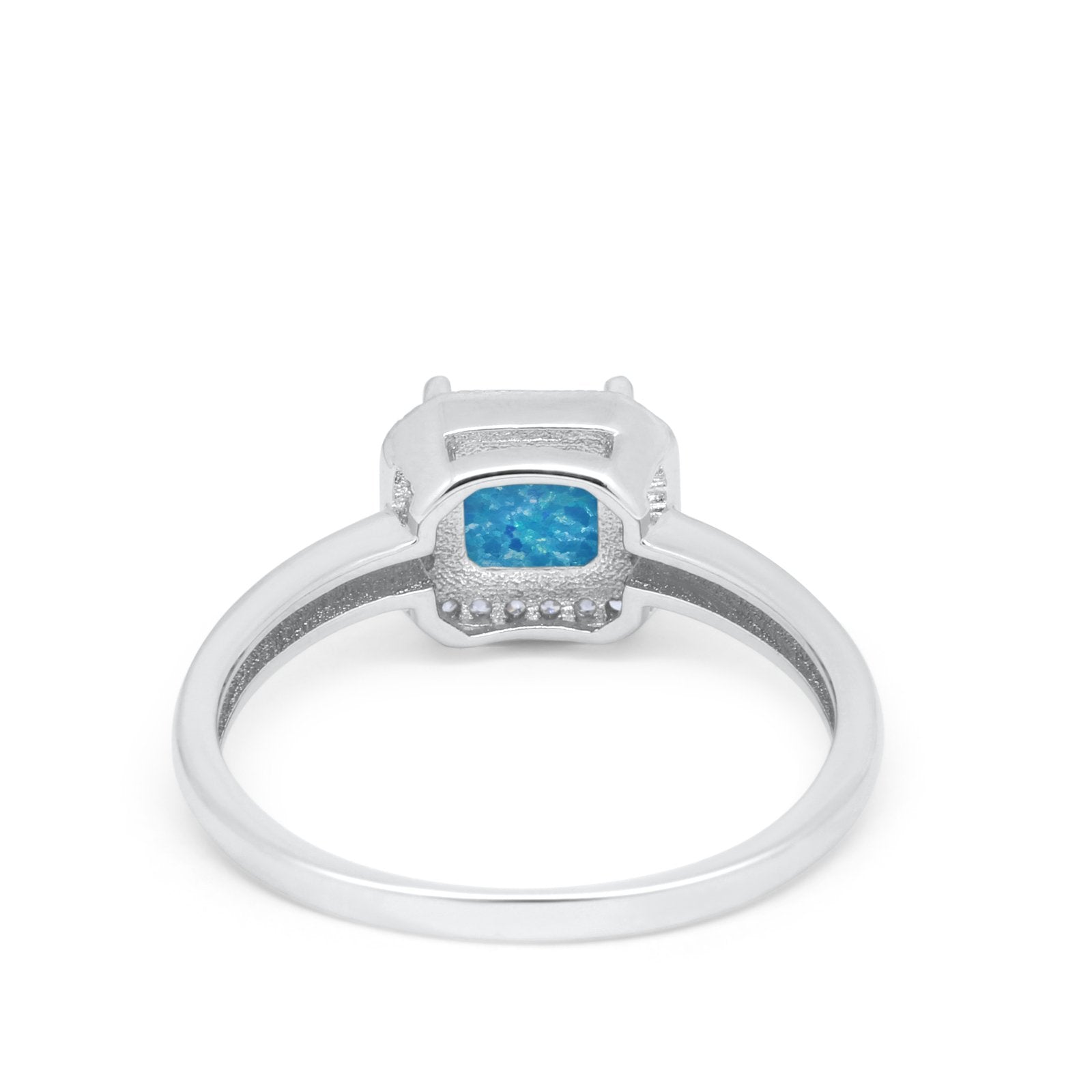 Halo Engagement Ring Simulated Cubic Zirconia 925 Sterling Silver