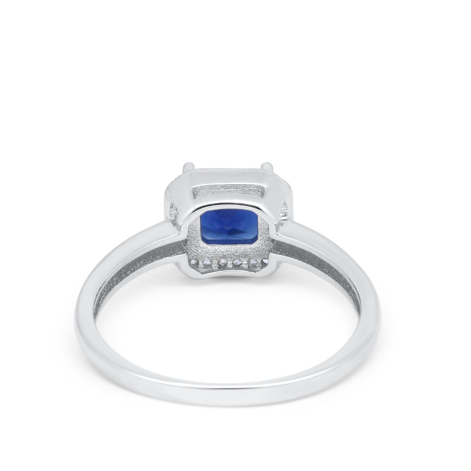Halo Engagement Ring Simulated Cubic Zirconia 925 Sterling Silver