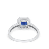 Halo Engagement Ring Simulated Cubic Zirconia 925 Sterling Silver