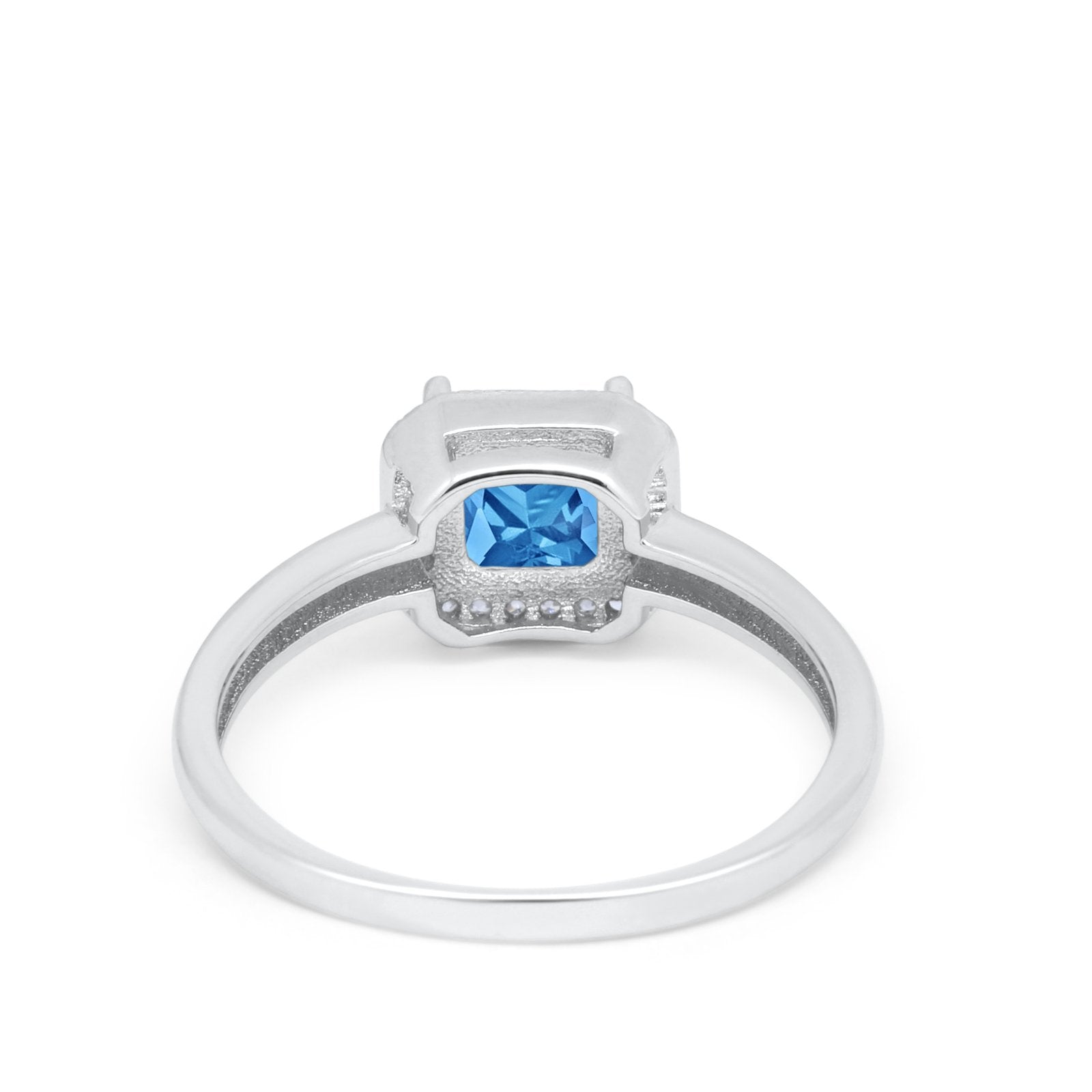 Halo Engagement Ring Simulated Cubic Zirconia 925 Sterling Silver