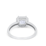 Halo Engagement Ring Simulated Cubic Zirconia 925 Sterling Silver