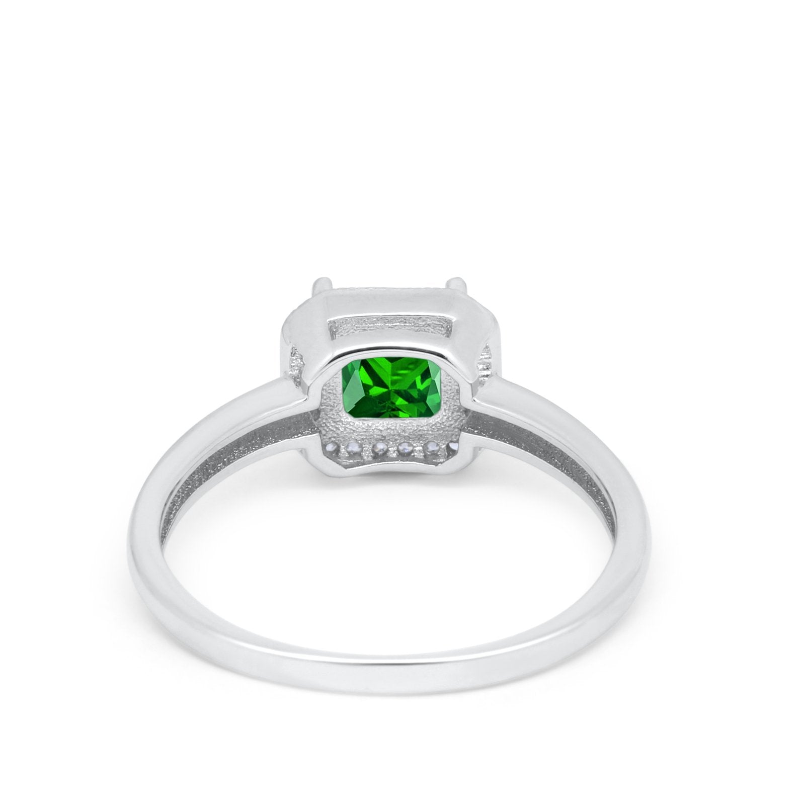 Halo Engagement Ring Simulated Cubic Zirconia 925 Sterling Silver