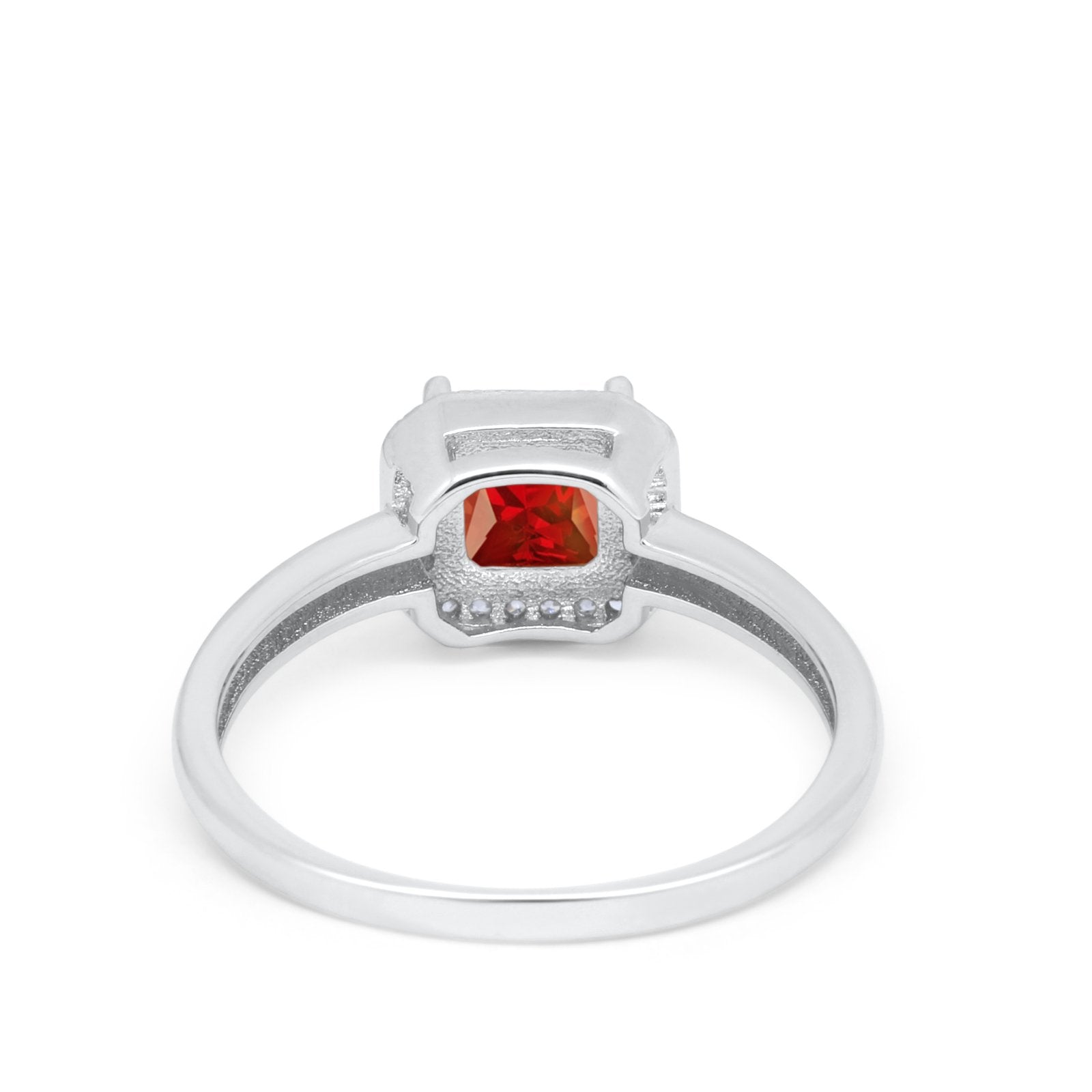 Halo Engagement Ring Simulated Cubic Zirconia 925 Sterling Silver