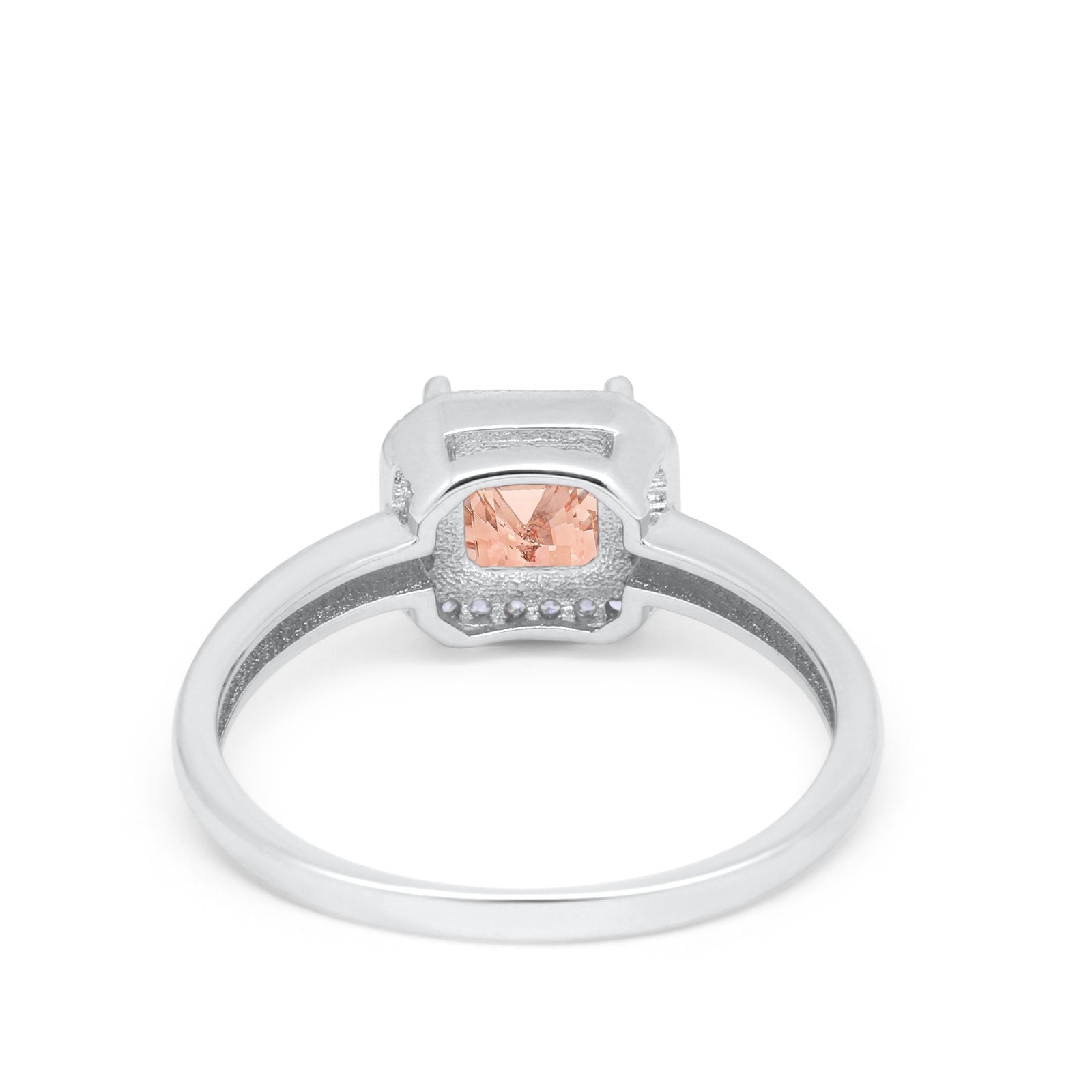 Halo Engagement Ring Simulated Cubic Zirconia 925 Sterling Silver