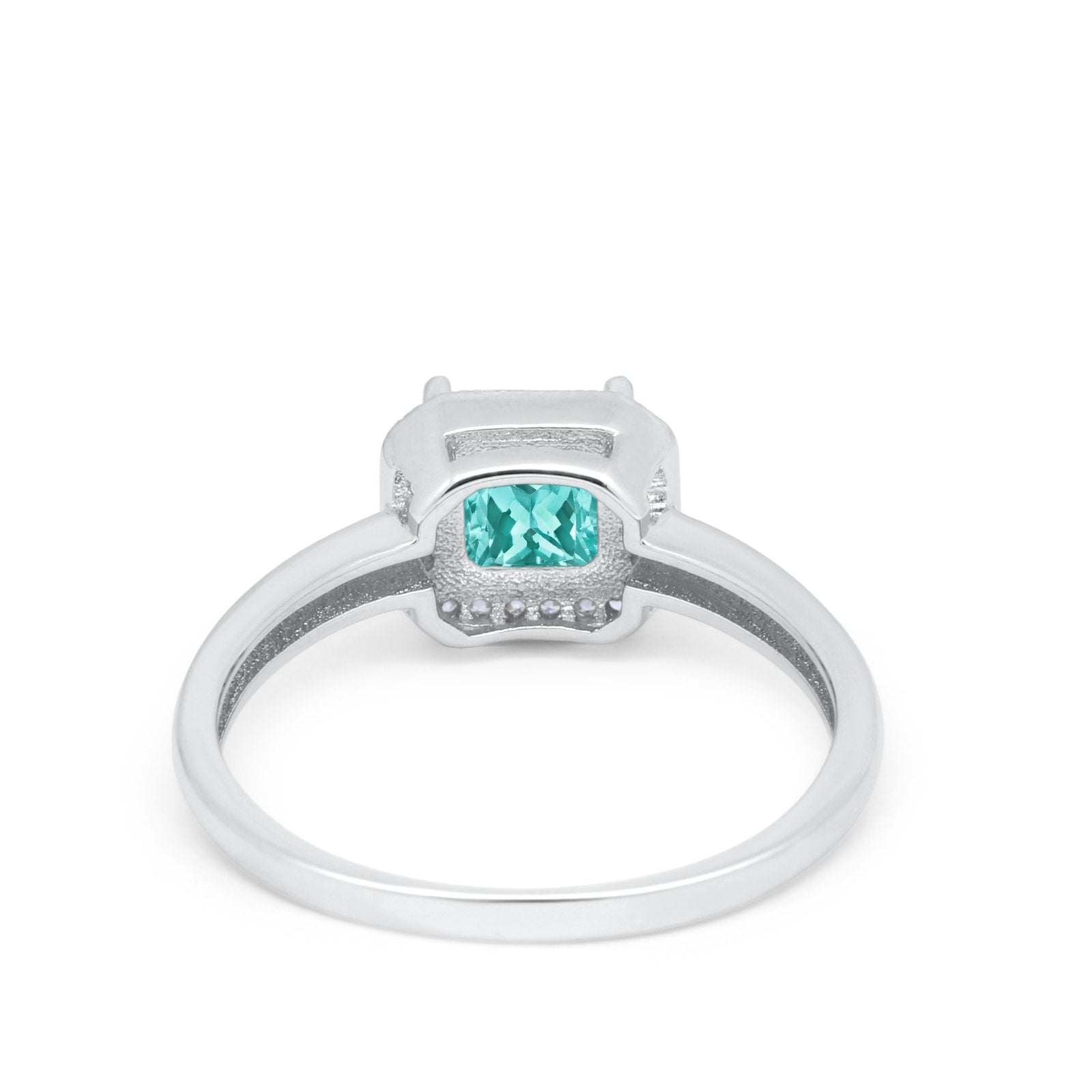 Halo Engagement Ring Simulated Cubic Zirconia 925 Sterling Silver