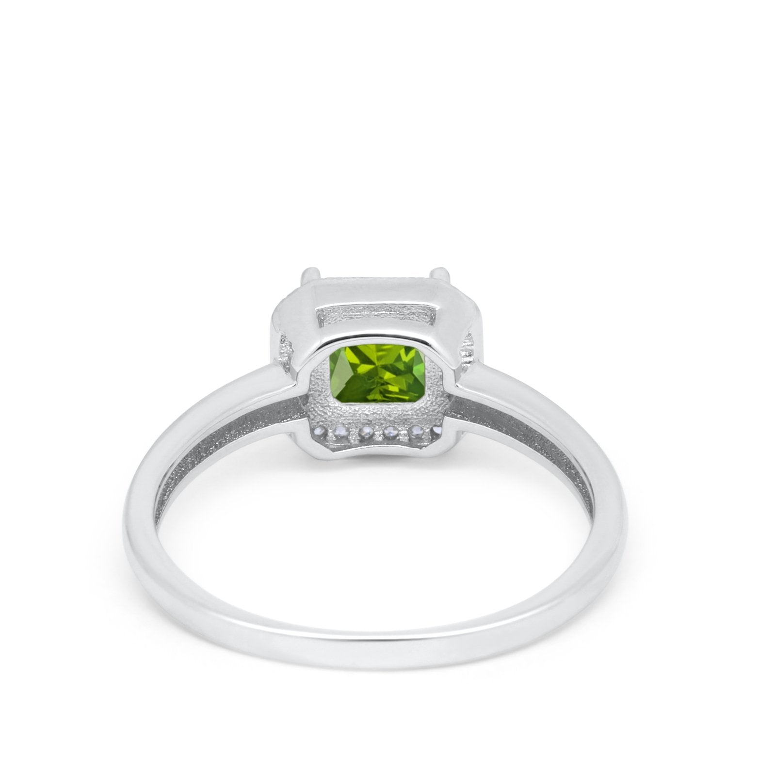 Halo Engagement Ring Simulated Cubic Zirconia 925 Sterling Silver