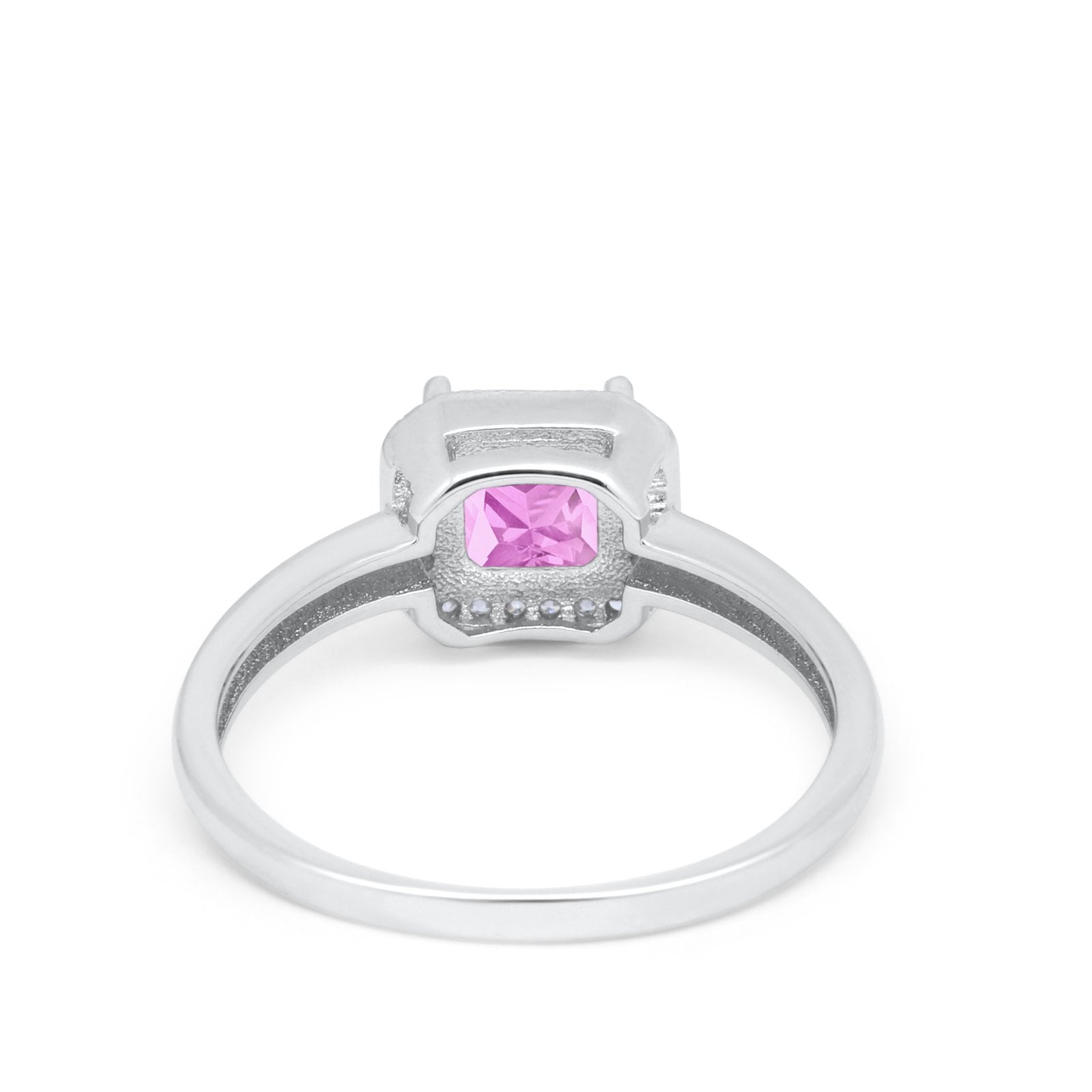 Halo Engagement Ring Simulated Cubic Zirconia 925 Sterling Silver