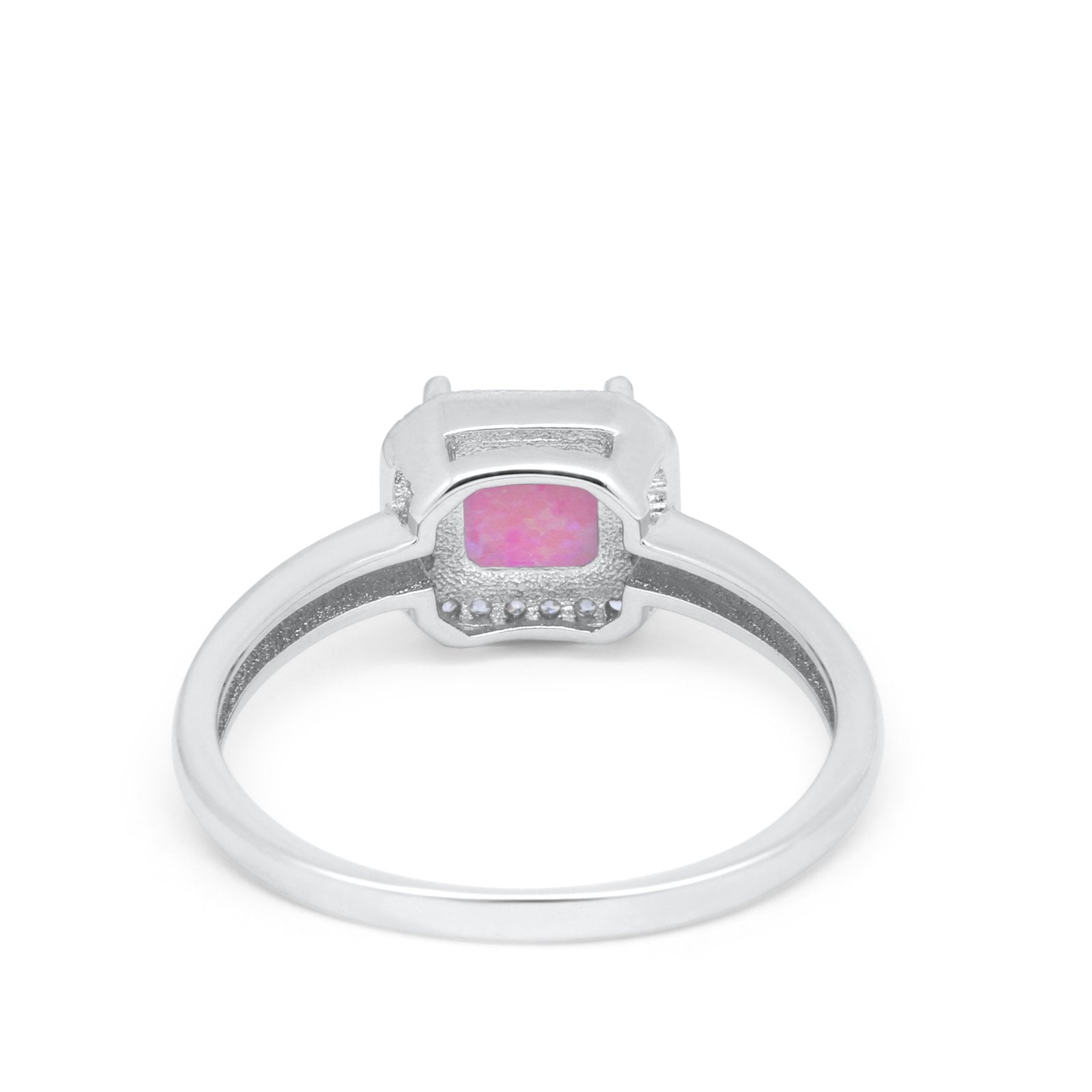 Halo Engagement Ring Simulated Cubic Zirconia 925 Sterling Silver