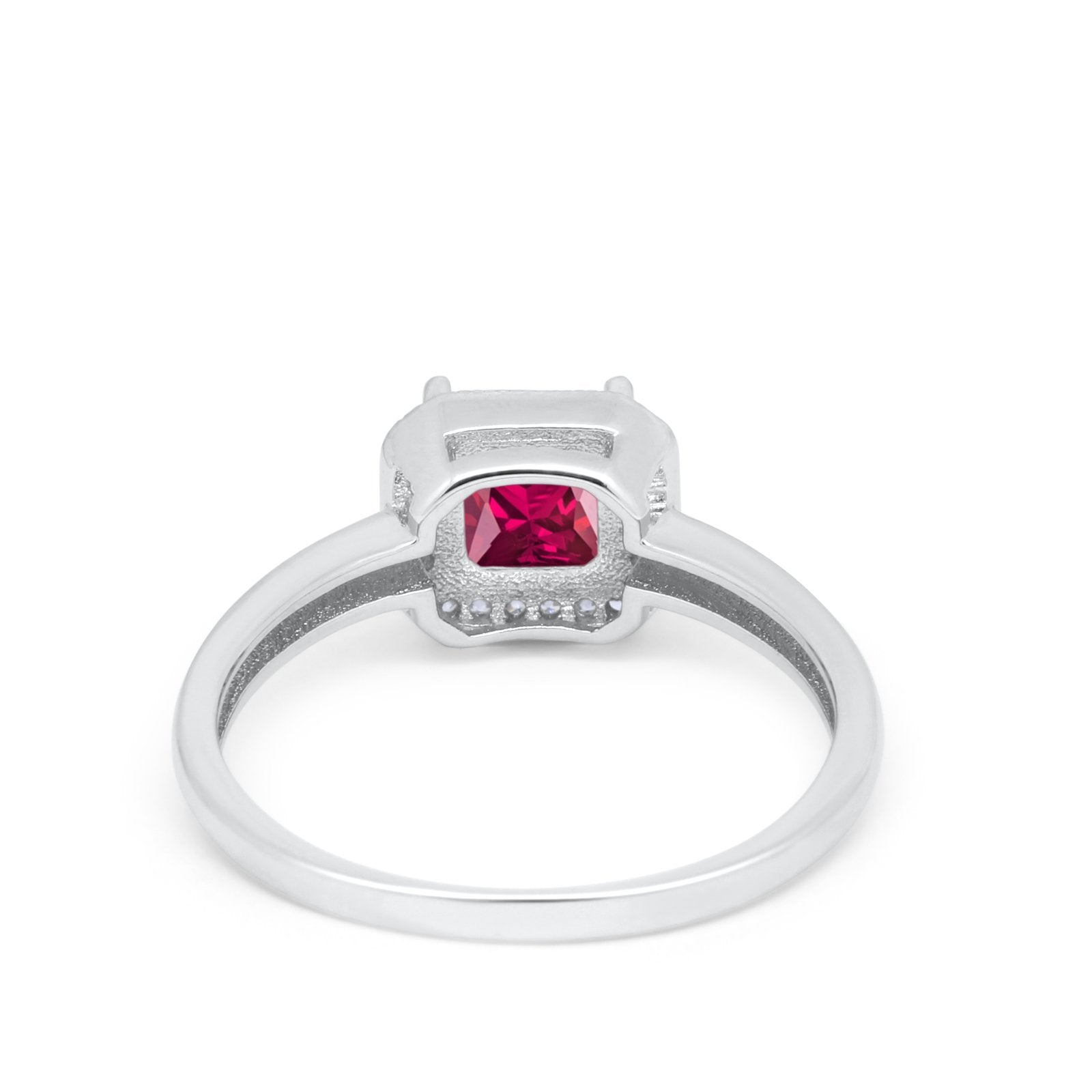 Halo Engagement Ring Simulated Cubic Zirconia 925 Sterling Silver