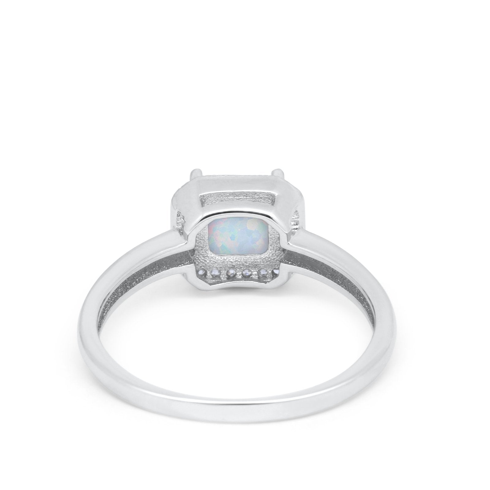 Halo Engagement Ring Simulated Cubic Zirconia 925 Sterling Silver