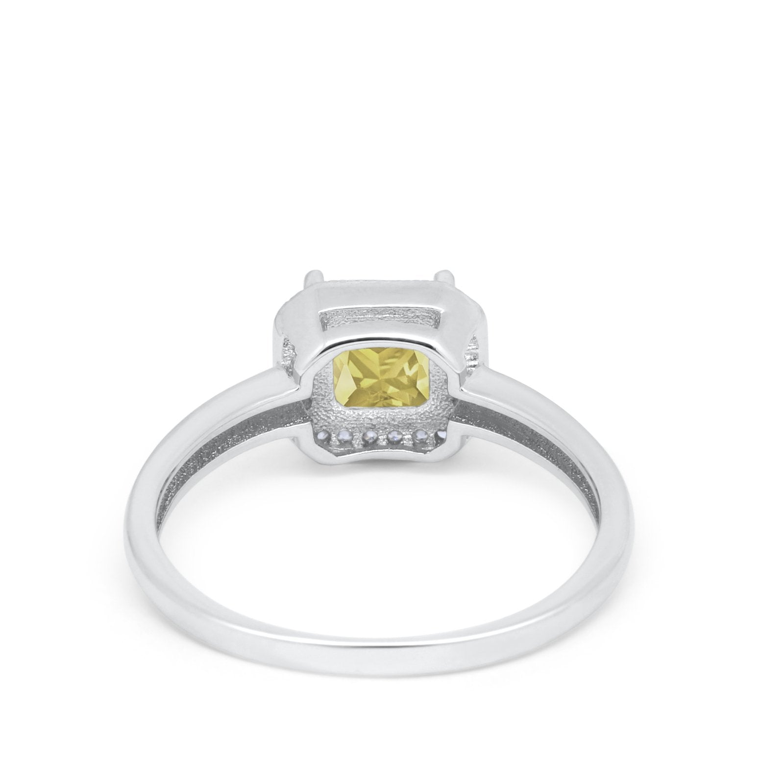 Halo Engagement Ring Simulated Cubic Zirconia 925 Sterling Silver