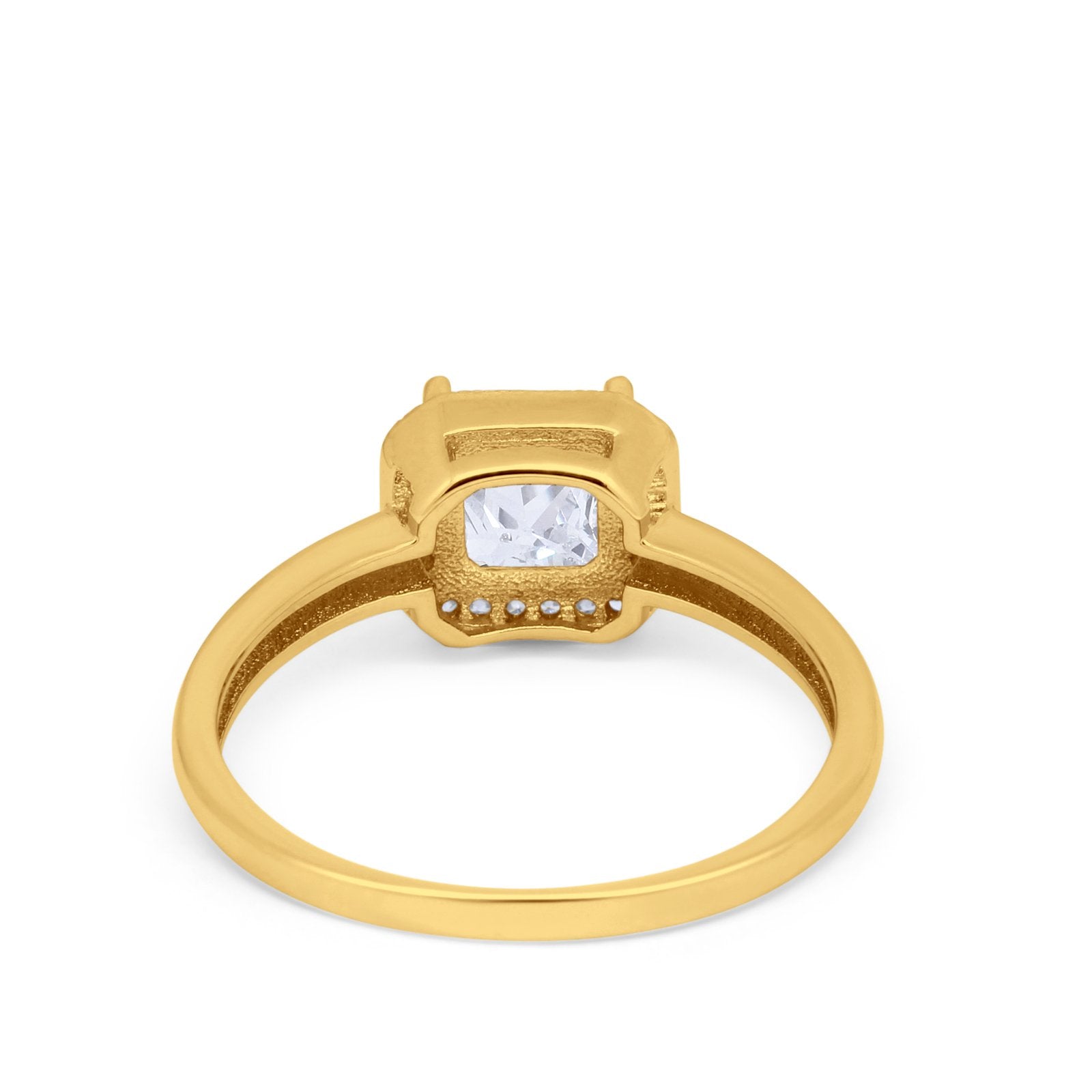 Halo Engagement Ring Simulated Cubic Zirconia 925 Sterling Silver