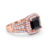Halo Art Deco Wedding Ring Simulated Cubic Zirconia 925 Sterling Silver