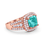 Halo Art Deco Wedding Ring Simulated Cubic Zirconia 925 Sterling Silver