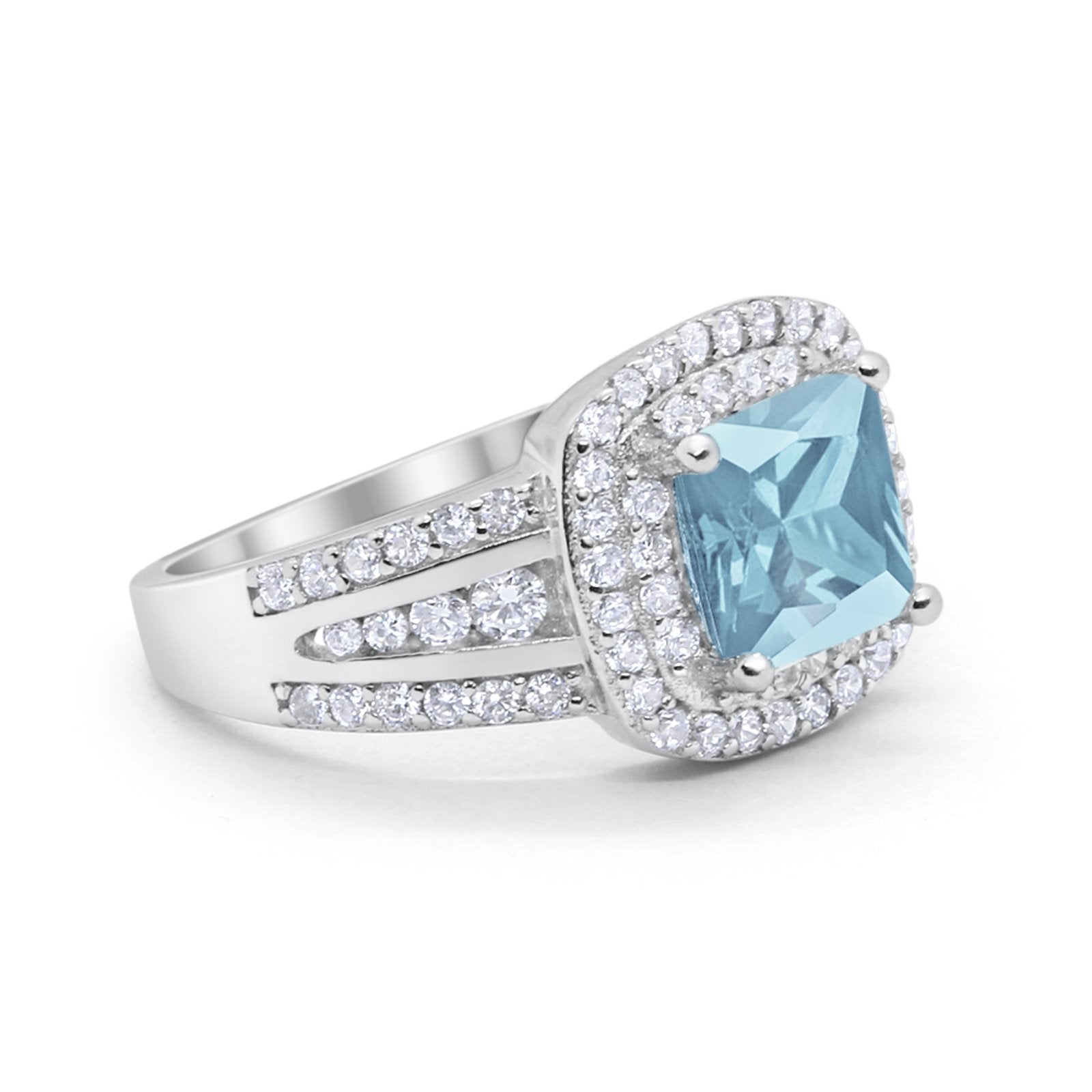 Halo Art Deco Wedding Ring Simulated Cubic Zirconia 925 Sterling Silver