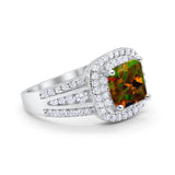 Halo Art Deco Wedding Ring Simulated Cubic Zirconia 925 Sterling Silver