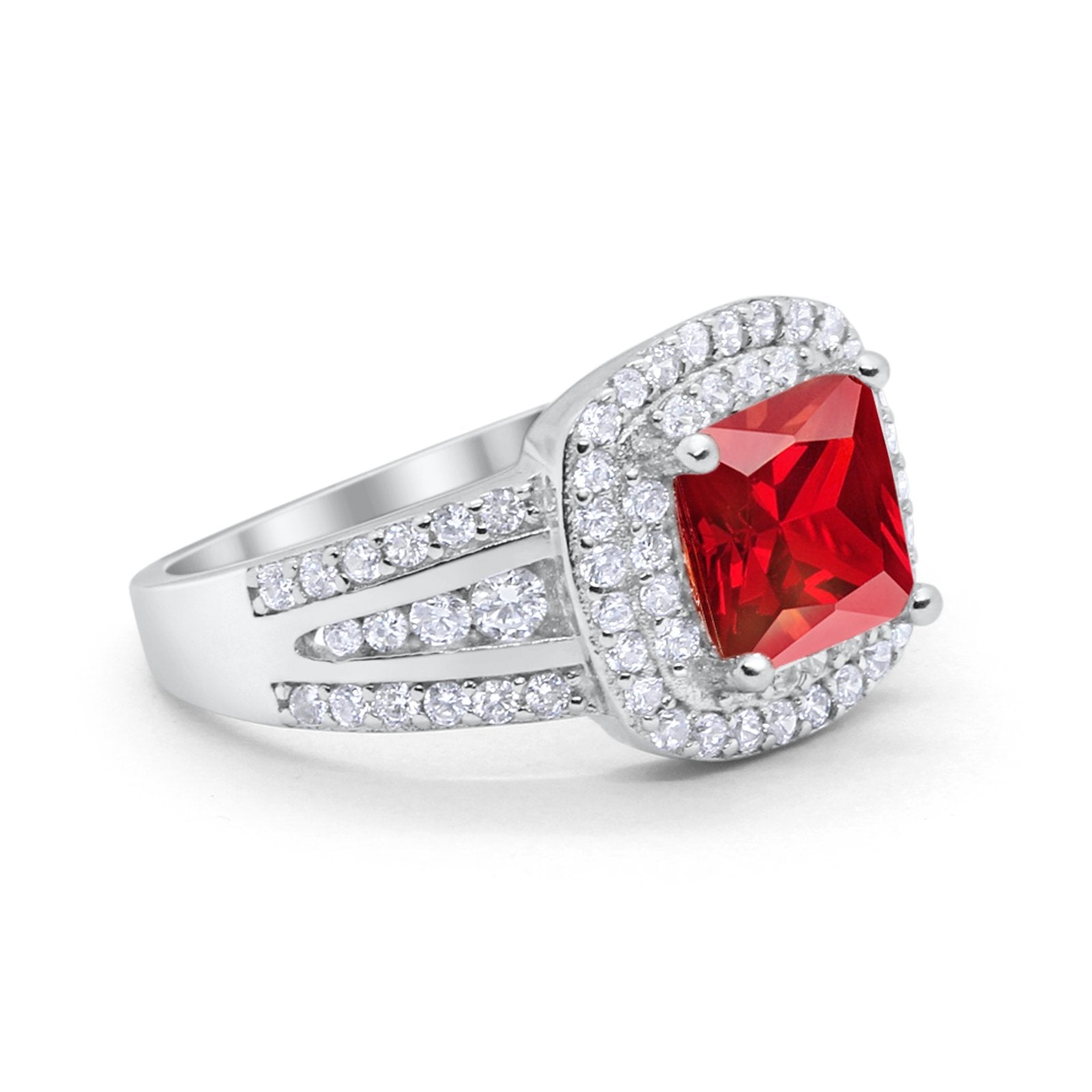 Halo Art Deco Wedding Ring Simulated Cubic Zirconia 925 Sterling Silver