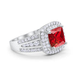 Halo Art Deco Wedding Ring Simulated Cubic Zirconia 925 Sterling Silver