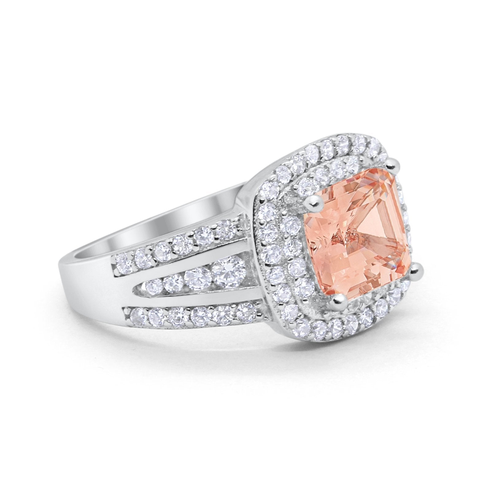 Halo Art Deco Wedding Ring Simulated Cubic Zirconia 925 Sterling Silver