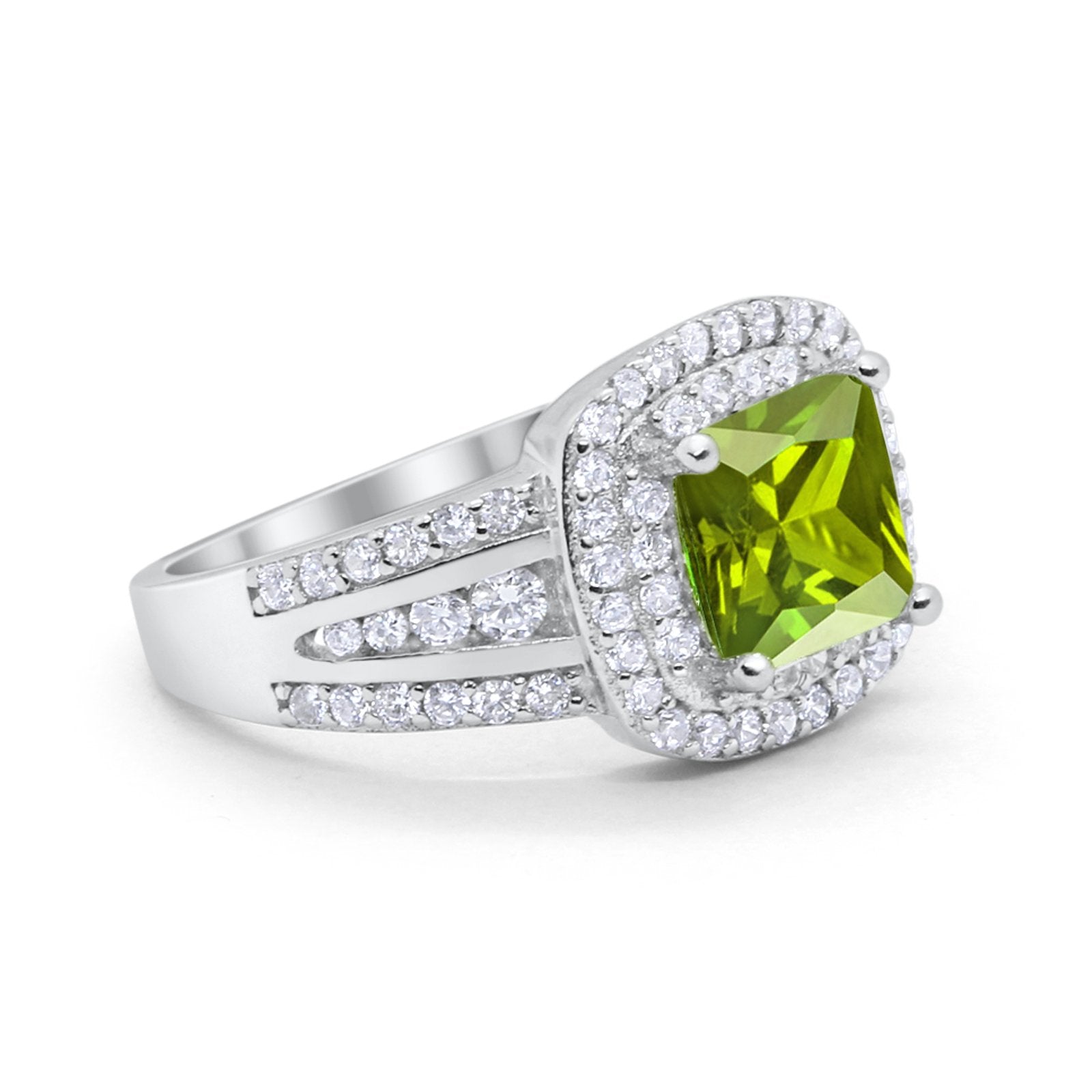 Halo Art Deco Wedding Ring Simulated Cubic Zirconia 925 Sterling Silver