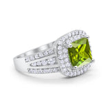 Halo Art Deco Wedding Ring Simulated Cubic Zirconia 925 Sterling Silver