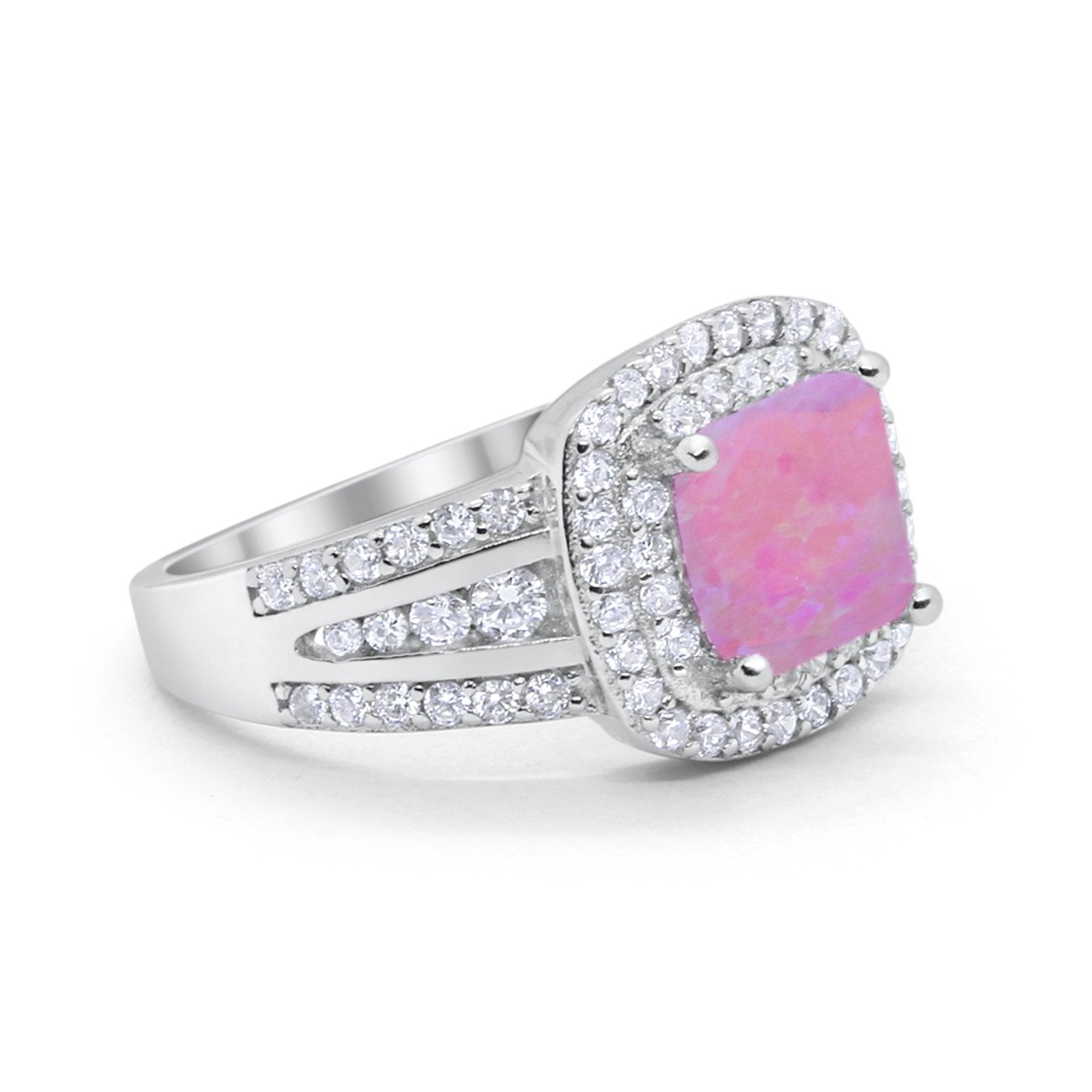 Halo Art Deco Wedding Ring Simulated Cubic Zirconia 925 Sterling Silver