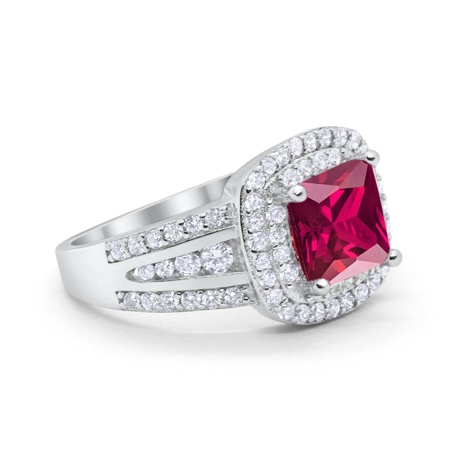 Halo Art Deco Wedding Ring Simulated Cubic Zirconia 925 Sterling Silver