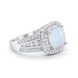 Halo Art Deco Wedding Ring Simulated Cubic Zirconia 925 Sterling Silver