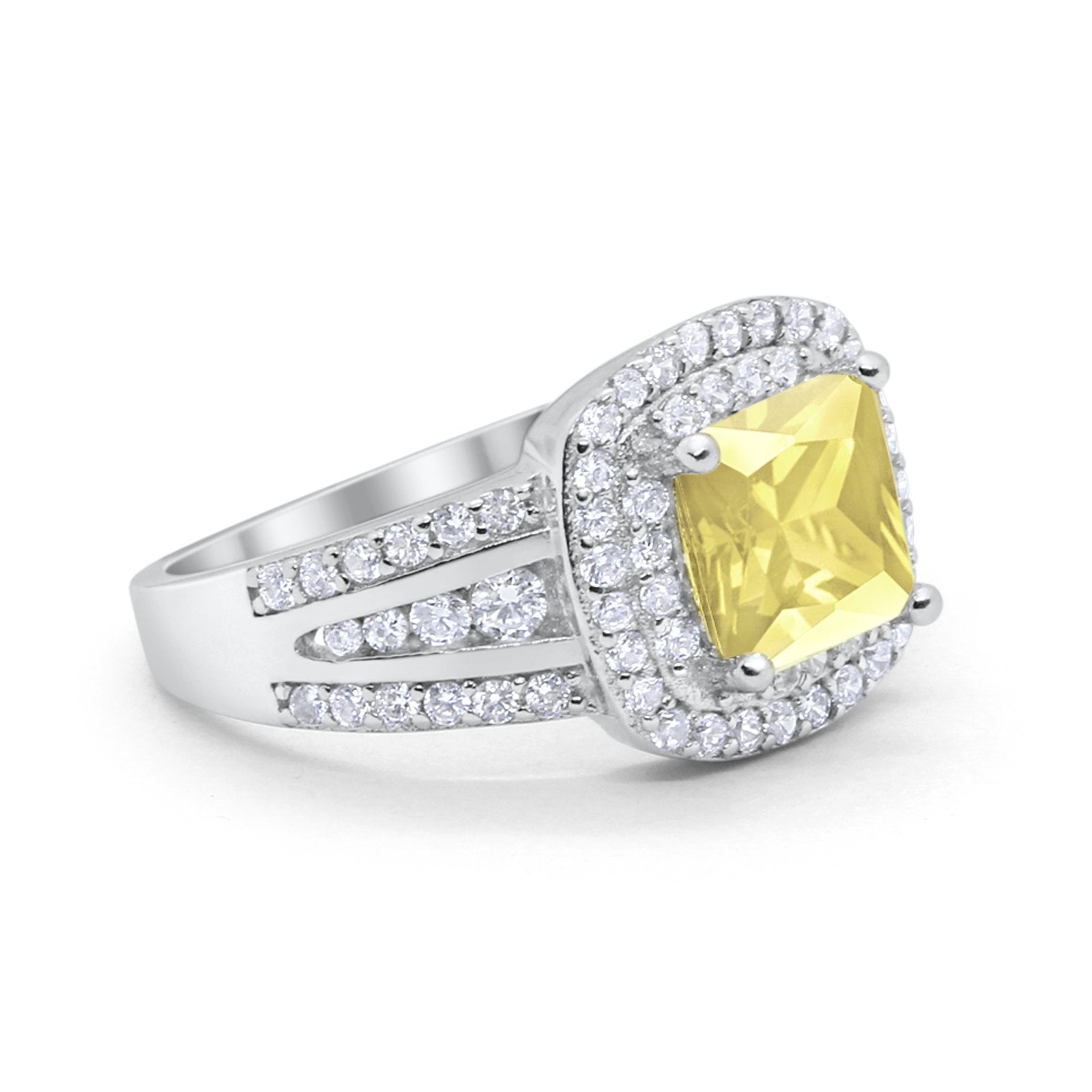 Halo Art Deco Wedding Ring Simulated Cubic Zirconia 925 Sterling Silver