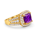 Halo Art Deco Wedding Ring Simulated Cubic Zirconia 925 Sterling Silver