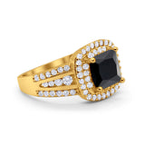 Halo Art Deco Wedding Ring Simulated Cubic Zirconia 925 Sterling Silver