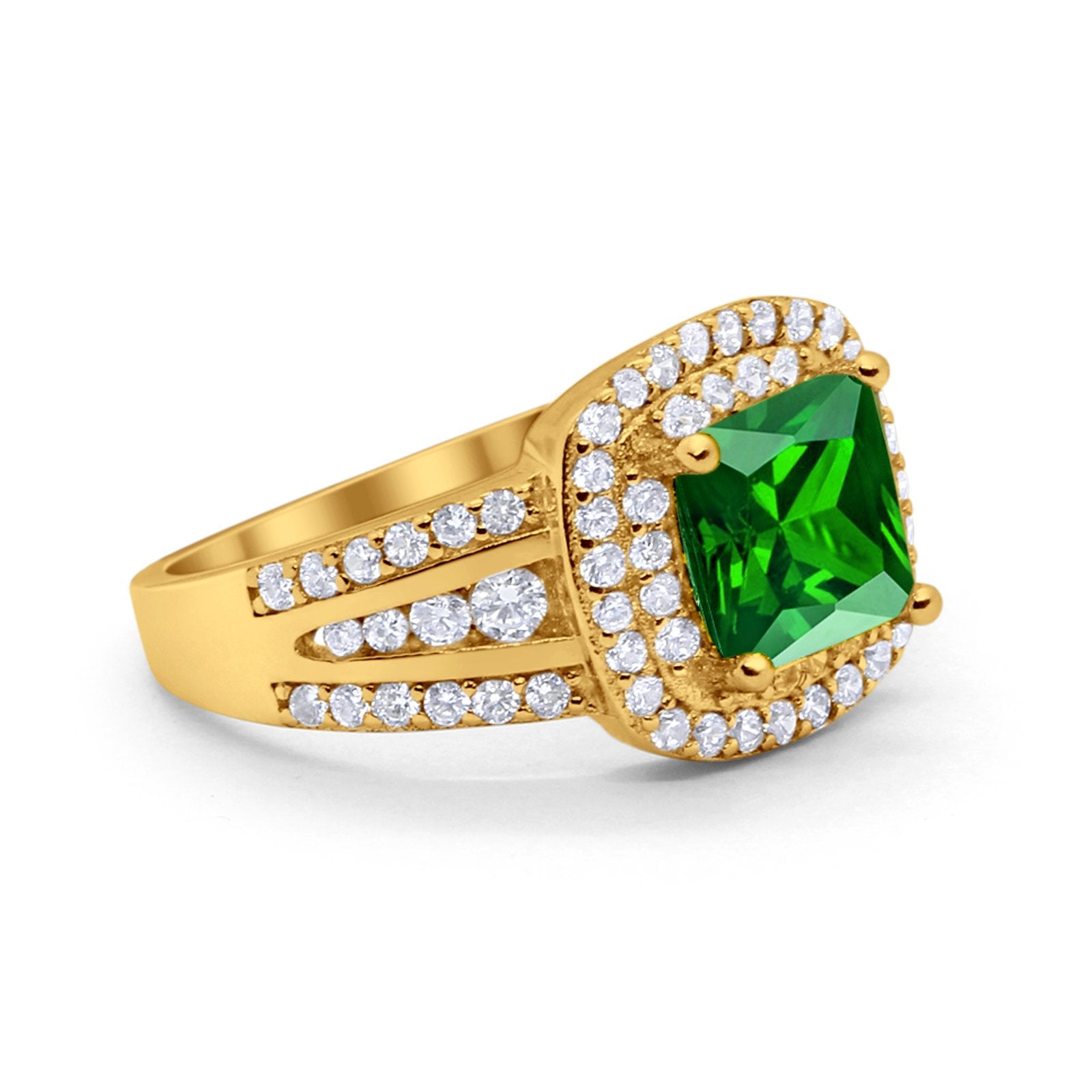 Halo Art Deco Wedding Ring Simulated Cubic Zirconia 925 Sterling Silver