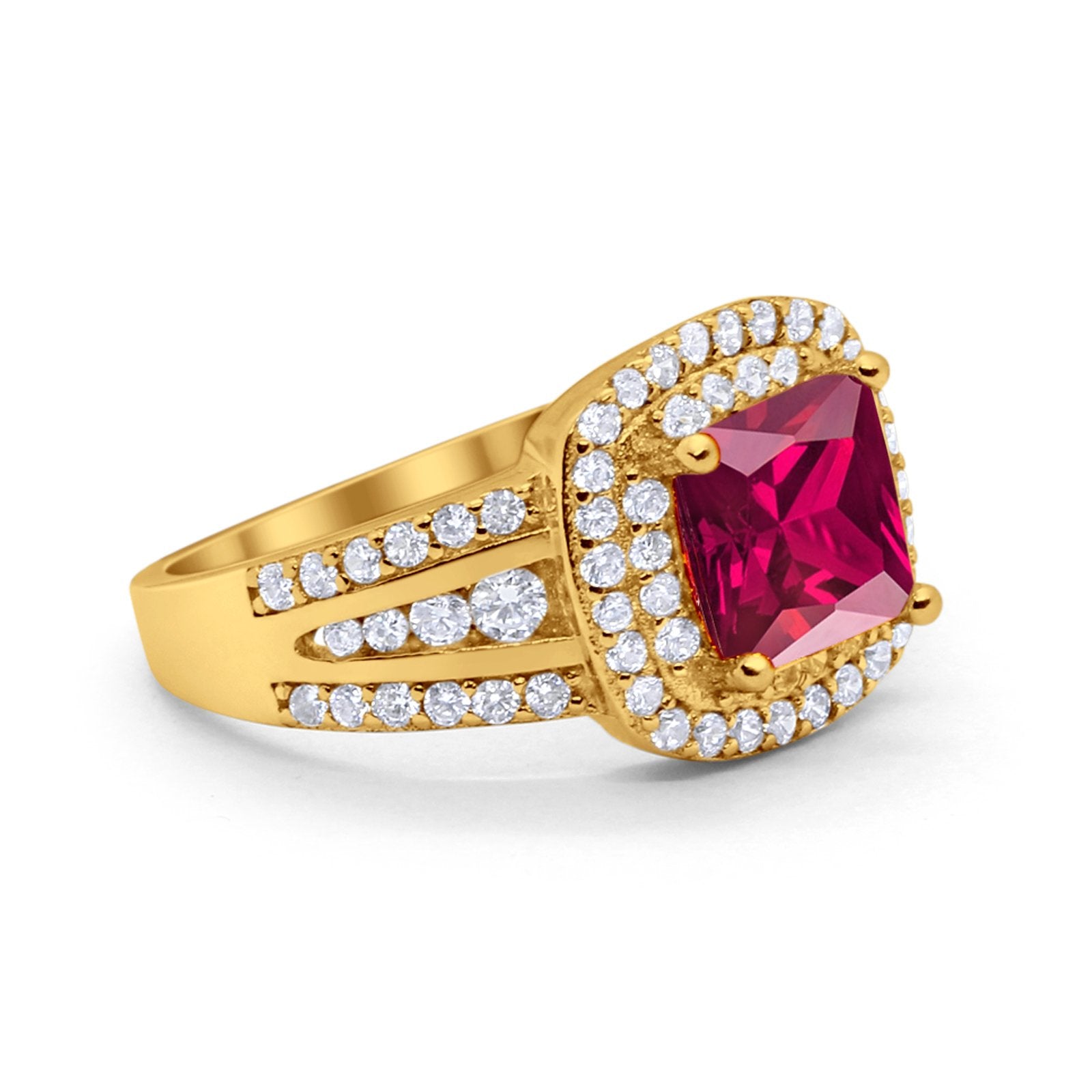 Halo Art Deco Wedding Ring Simulated Cubic Zirconia 925 Sterling Silver