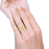 Oval Wedding Engagement Ring Round Cubic Zirconia Accent 925 Sterling Silver