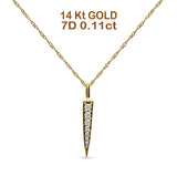 14K Gold 0.11ct Diamond Bar Drop Pendant Chain Necklace 18 In Long