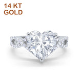 14K Gold Art Deco Heart Promise Twisted Shank Cubic Zirconia Wedding Ring